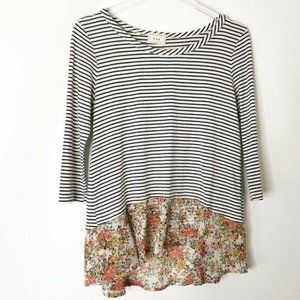 Tua Small Flowy Striped and Floral Top